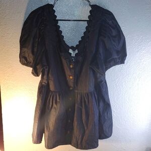 Kika Vargas Dark Wash Chambray Button up Top 2X